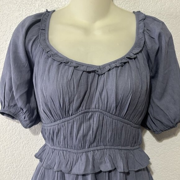 Trixxi Blue Babydoll Mini Dress S – Puff Sleeve, Cottagecore Fit, Cute & Flowy - Picture 4 of 7